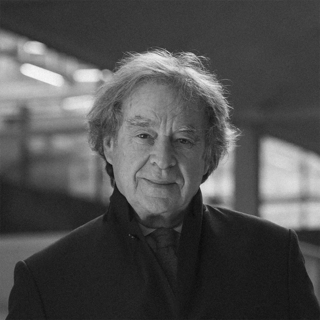 Black-and-white portrait of French architect and designer Jean-Michel Wilmotte